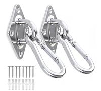 OHIYO 2PCS M10 Stainless Steel Pad Eye Hooks+2PCS M10 Snap Hooks, Heavy Duty Hammock for Hanging, 1300lbs Capacity for Swing Set, Plant Hanger, Outdoor Lights