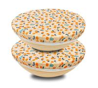 OHIYO Reusable Beeswax Bowl Covers (2 Large), Elastic Cotton Cloth Sourdough Food Cover, 12 inch Reusable Bowl Caps for Bread Proofing Baskets and Large Mixing Containers
