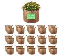 Ohiyoo 10 Gallon Garden Grow Bags, 30 Pack 10 Gal Planter Bags Fabric Pot, Nonwoven Grow Pots Heavy Duty Aeration Fabric Pots with Handles, Garden Fabric Planters for Vegetables Flowers (Brown)