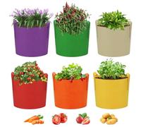 Ohiyoo 10 Gallon Plant Grow Bags, 6-Pack Multicolor Fabric Planters Grow Bags Vegetable Planter Bags Containers, Fabric Plant Pots for Potato Tomato Vegetable Flowers (10 Gal)