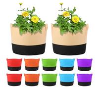 Ohiyoo 12 Pack 15 Gallon Plant Growing Bags Multicolor Nonwoven Fabric Breathable Grow Bags Heavy Duty Thickened Root Aeration Garden Pots Container for Potato Tomato Flowers Vegetables