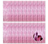 Ohiyoo 20 Pack Pink Foil Fringe Curtain Backdrop, 3.2ft x 8.2ft Metallic Tinsel Curtains Party Backdrop, Hanging Streamers for Birthday Party Decoration Wedding Holiday Christmas Decoration (Pink)