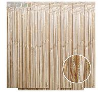 Ohiyoo 5 Pack Champagne Gold Foil Fringe Curtain Backdrop, 3.2ft x 8.2ft Metallic Tinsel Foil Fringe Curtains, Tinsel Backdrop Streamers for Birthday Party Decoration Halloween Christmas Holiday