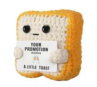 OHiZVZV Crochet Toast with Promotion Card, Handmade Congratulations Gift, Cute Desk Decor for Work, Funny New Job & Career Change Present for Coworker, Employee, Boss, Manager, Friend