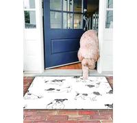 OHJEAJDS Bath Mat 16x24 in,Non-Slip Washable Bathroom Mat,Extra Soft and Absorbent Bath Mats for Bathroom Floor,Tub,Shower,Dog Lover,Sketch Style Hand Drawn Jack Russell Terrier Doodles in Various