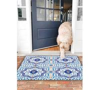 OHJEAJDS Bath Mat 16x24 in,Non-Slip Washable Bathroom Mat,Extra Soft and Absorbent Bath Mats for Bathroom Floor,Tub,Shower,Gorgeous pattern from dark blue and white Moroccan Portuguese tiles Azulejo