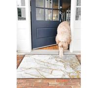 OHJEAJDS Bath Mat 16x24 in,Non-Slip Washable Bathroom Mat,Extra Soft and Absorbent Bath Mats for Bathroom Floor,Tub,Shower,White gold marble texture pattern background with high resolution