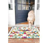 OHJEAJDS Bath Mat 16x24 in,Non-Slip Washable Bathroom Mat,Extra Soft and Absorbent Bath Mats for Bathroom Floor,Tub,Shower,Otomí Style Pattern. Colorful Mexican Traditional Textile Embroidery Style f