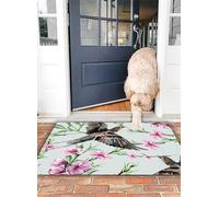 OHJEAJDS Bath Mat 16x24 in,Non-Slip Washable Bathroom Mat,Extra Soft and Absorbent Bath Mats for Bathroom Floor,Tub,Shower,Bird swallow and flower peach watercolor pattern