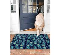 OHJEAJDS Bath Mat 16x24 in,Non-Slip Washable Bathroom Mat,Extra Soft and Absorbent Bath Mats for Bathroom Floor,Tub,Shower,Peacock bird print pattern. Peacock tail texture background.
