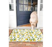 OHJEAJDS Bath Mat 16x24 in,Non-Slip Washable Bathroom Mat,Extra Soft and Absorbent Bath Mats for Bathroom Floor,Tub,Shower,Beautiful seamless pattern with hand drawn watercolor yellow lemons and flow
