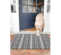 OHJEAJDS Bath Mat 20x31 in,Non-Slip Washable Bathroom Mat,Extra Soft and Absorbent Bath Mats for Bathroom Floor,Tub,Shower,Retro, Ethno Boho Aztec pattern in black and white with Western Nati