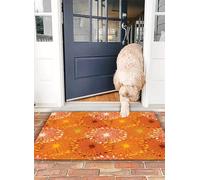 OHJEAJDS Bath Mat 20x31 in,Non-Slip Washable Bathroom Mat,Extra Soft and Absorbent Bath Mats for Bathroom Floor,Tub,Shower,Orange Grunge Radial Pattern. Decorative Floral Se Stock Vector -