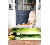 OHJEAJDS Bath Mat 20x31 in,Non-Slip Washable Bathroom Mat,Extra Soft and Absorbent Bath Mats for Bathroom Floor,Tub,Shower,Spa, meditation and zen Photo of bamboo stems Candle and basalt stones Thera