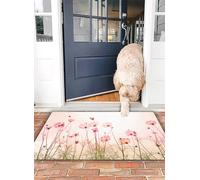 OHJEAJDS Bath Mat 20x31 in,Non-Slip Washable Bathroom Mat,Extra Soft and Absorbent Bath Mats for Bathroom Floor,Tub,Shower,Cosmos flower in the garden on soft light pink and green pastel color tone
