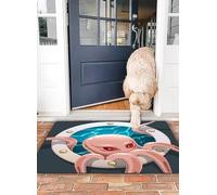 OHJEAJDS Bath Mat 20x31 in,Non-Slip Washable Bathroom Mat,Extra Soft and Absorbent Bath Mats for Bathroom Floor,Tub,Shower,Octopus Decor,Kraken Octopus with Tentacles in Ship Porthole Cartoon Style I