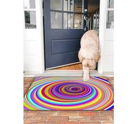 OHJEAJDS Bath Mat 20x31 in,Non-Slip Washable Bathroom Mat,Extra Soft and Absorbent Bath Mats for Bathroom Floor,Tub,Shower,Rainbow,Hypnotic Rainbow Colored Vortex Hypnotic Effect Optical Illusion