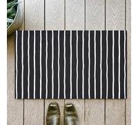 OHJEAJDS Bath Mat 24x39 in,Non-Slip Washable Bathroom Mat,Extra Soft and Absorbent Bath Mats for Bathroom Floor,Tub,Shower,Thin hand drawn uneven stripes seamless pattern. White streaks on black back