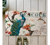 OHJEAJDS Bath Mat 24x39 in,Non-Slip Washable Bathroom Mat,Extra Soft and Absorbent Bath Mats for Bathroom Floor,Tub,Shower,Beautiful seamless vector floral pattern background with peacock hibiscus.