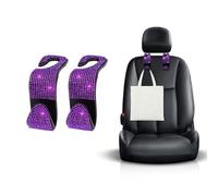 Ohleats 2 PCS Bling Car Seat Headrest Hooks, Crystal Rhinestone Back Seat Hanging Storage Organizer, Vehicle Seat Hanger Holder for Purse Handbag Coat, Interior Car Accessories (Purple)