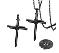 Ohleats 2 PCS Nail Cross Pendant for Men, Cross Pendant for Car Rear View Mirror Hanging, Cross Ornaments Pendant for Car, Truck, Home, Universal Interior Decor Car Accessories (Black)