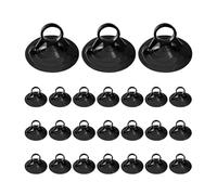 Ohleats 24PCS Car Glass Windshield Sunshade Suction Cups, Powerful Pull Ring Dovetail Sucker Hooks, Multi-Purpose Window Suction Cups for Kitchen Bathroom, Car Accessories (Black, 4.5 cm)