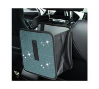 Ohleats Car Foldable Trash Can, Bling Rhinestone Oxford Auto Hanging Garbage Bag, Crystal Leakproof Foldable Waste Organizer Universal for Most Vehicles, Interior Car Accessories (Lake Blue)