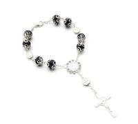 Ohleats Car Rosary for Rearview Mirror, Personalized Rear View Cross Blessing Beads Decor, Auto Rearview Catholic Rosary Hanging Pendant, Interior Men Women Car Accessories (Black)