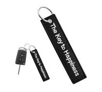 Ohleats Personalized Keychain,Label Embroidery Keychain,Customize Tag Keyrings,For Women,Men,Car Accessories, The Key to Happiness, 5.1×1.15 inches