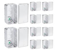 OHLECTRIC 4x2 Electrical Junction Boxes with Single Gang Blank Covers (10-Pack) Heavy-Duty Galvanized Steel Handy Box, 1-7/8" Deep, 13 Cu. in. Capacity, 10x1/2 Knockouts, Industrial Metal Outlet Box