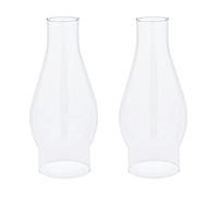 Ohlectric Glass Lamp Chimney - Chimney Transparent Glass Shade - Hand Blown Replacement For Vintage Oil Lamps - Prevent The Flame - Curvy Lamp Chimneys - 2 ⅝ inch Fitter, Pack Of 2 - OL-44470