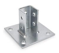 OHLECTRIC Strut Post Base Single Channel 1-5/8” - Side Orientation - 6x6 Inch - 4 Mounting Holes - Heavy Duty Galvanized Zinc Plated Square for Single Channel Fence Post Base