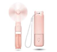 OHLGT Mini Fan Handheld, 3 Speeds Rechargeable Quiet Mini Handheld[9-15 Working Hours], Portable USB Small Pocket, Personal with Power Bank for Travel, Outdoor or Indoor Pink