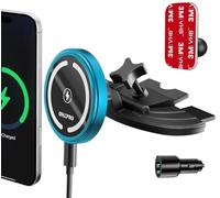 OHLPRO 15W Mag Car Mount Charger for iPhone 16, Fast Wireless Charging Magnetic CD Slot Holder with 3M Adhesive Base for Dashboard, Aluminum Shell, Compatible with iPhone 16/15/14 Pro Max, Black
