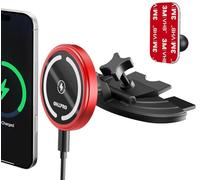 OHLPRO 15W Mag Car Mount Charger for iPhone 16, Fast Wireless Charging Magnetic CD Slot Holder with 3M Adhesive Base for Dashboard, Aluminum Shell, Compatible with iPhone 16/15/14 Pro Max