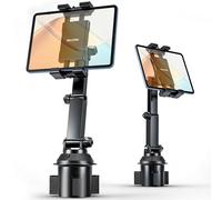 OHLPRO Car Cup Holder Tablet Mount for Truck & SUV, Heavy Duty iPad Holder for Car with Thick Case Friendly Deep Claws, 2.6-3.9" Expandable Base & Adjustable Extension Arm, Fits 5-17" Devices, Black