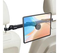 OHLPRO Car Headrest Tablet Mount Holder for Kids Road Trip Essentials - Extendable Aluminum Bar (33" Max) for Center View, 360° Rotation Magnetic Backseat Stand Fits 4.7-12.9" Tablet & Phone
