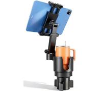 OHLPRO Cup Holder Tablet Mount for Car, Anti-Shake iPad Stand with Drink Holder Fits 5-17" iPad, Tab S10, iPhone, Heavy Duty Truck Vehicle Auto Accessories, Dual Handle Slots Large Mugs