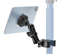 OHLPRO Magnetic iPad Holder for Exercise Bike Mic Stand,Spin Bike Tablet Mount Clamp 360 Adjustable For Stationary Bicycle Treadmill Microphone Stand, Compatible with All 5-12.9” Smartphone &Tablets