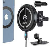 OHLPRO MagSafe Car Mount Charger, 15W QC 3.0 Fast Charging for iPhone 16 ProMax, Pro, Plus, 15, 14, 13, 12 Series, Stick on Car Dashboard & Air Vent Phone Holder
