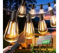 OHLUX 100FT Solar Lights Outdoor Garden, Outside String Lights with Remote, 42 Dimmable S11 LED Bulbs, IP65 Waterproof, Shatterproof, 2200K, E12 Hanging Light for Patio, Party, Canopy, Deck