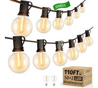 OHLUX 110FT/33m Outdoor String Lights Festoon Garden Lights Mains Powered with 52 G40 LED Bullbs, IP65 Waterproof, E12 Socket, Warm White 2200K, Connectable for Garden, Patio, Porch, Cafe Party Decor