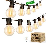OHLUX 55FT/16m Outdoor Festoon Lights LED String Garden Lights Mains Powered with 26 G40 Bulbs, 2200K Warm White, IP65 Waterproof, Connectable for Porch, Patio, Gazebo, Party