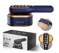 OHM Aura Portable Clothes Steamer & Handheld Travel Steam Iron (Blue) | Handheld garment steamer, 1200W hand steamer, ceramic plate, 5 fabric modes, 110ml tank, travel steamer for clothes