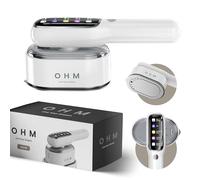 OHM Aura Portable Clothes Steamer & Handheld Travel Steam Iron (White) | Handheld garment steamer, 1200W hand steamer, ceramic plate, 5 fabric modes, 110ml tank, travel steamer for clothes