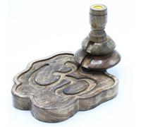 Ohm Mango Wood Backflow Burner - Calming Meditation Decor