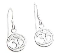 Ohm Om sterling silver hook earrings .925 x 1 pair drops