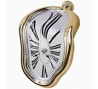 OHmaker Melting Clock Dali Melted Clock Gift Decor Art Inspired Wall Clock Twisted Shelf Hanging Surrealist for Decorative Shop Office Home Desk Roman Gold…