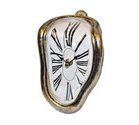 OHmaker Melting Clock Dali Melted Clock Gift Decor Art Inspired Wall Clock Twisted Shelf Hanging Surrealist for Decorative Shop Office Home Desk Roman Antique Gold