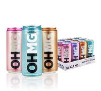 OHMG Sparkling Magnesium Water Variety Pack - 12 x 330ml cans | Zero-Calorie Magnesium Drink Featuring Magnesium Glycinate, Citrate & Malate | Sugar-Free, 100mg of Essential Magnesium Supplement